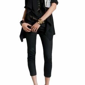 CAbi Pants Women 4 Black Cropped Cotton Pique Casual Bottoms Style 413